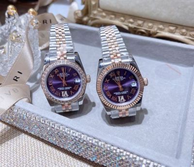 ROLEX Log  Steel Purple Lady Watch